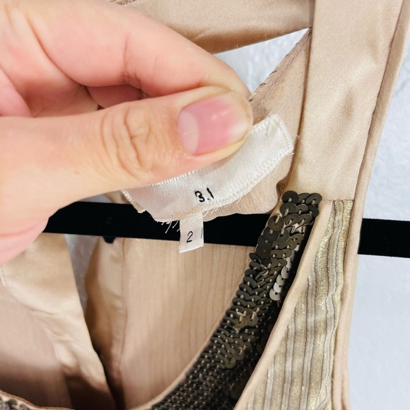 3.1 Phillip Lim Gold Tan Metallic Sequins Pleated Sleeveless midi Dress - Picture 3 of 10